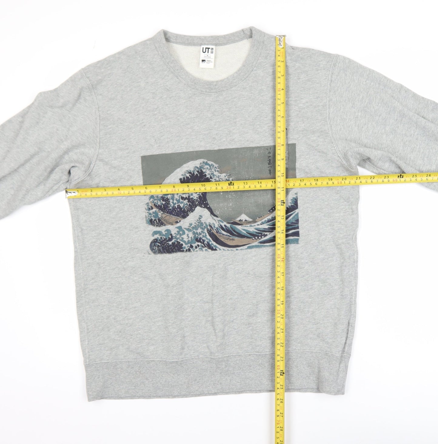 Uniqlo Men Grey Crew Neck Pullover Sweatshirt M Art Print