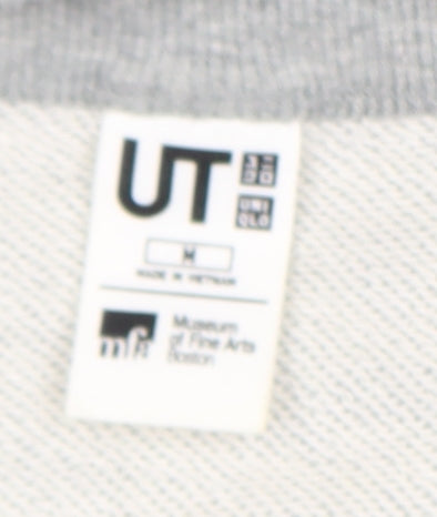 Uniqlo Men Grey Crew Neck Pullover Sweatshirt M Art Print