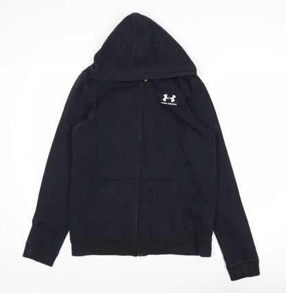 Additional front view of Under Armour boys’ black xl full zip hooded fleece active jacket