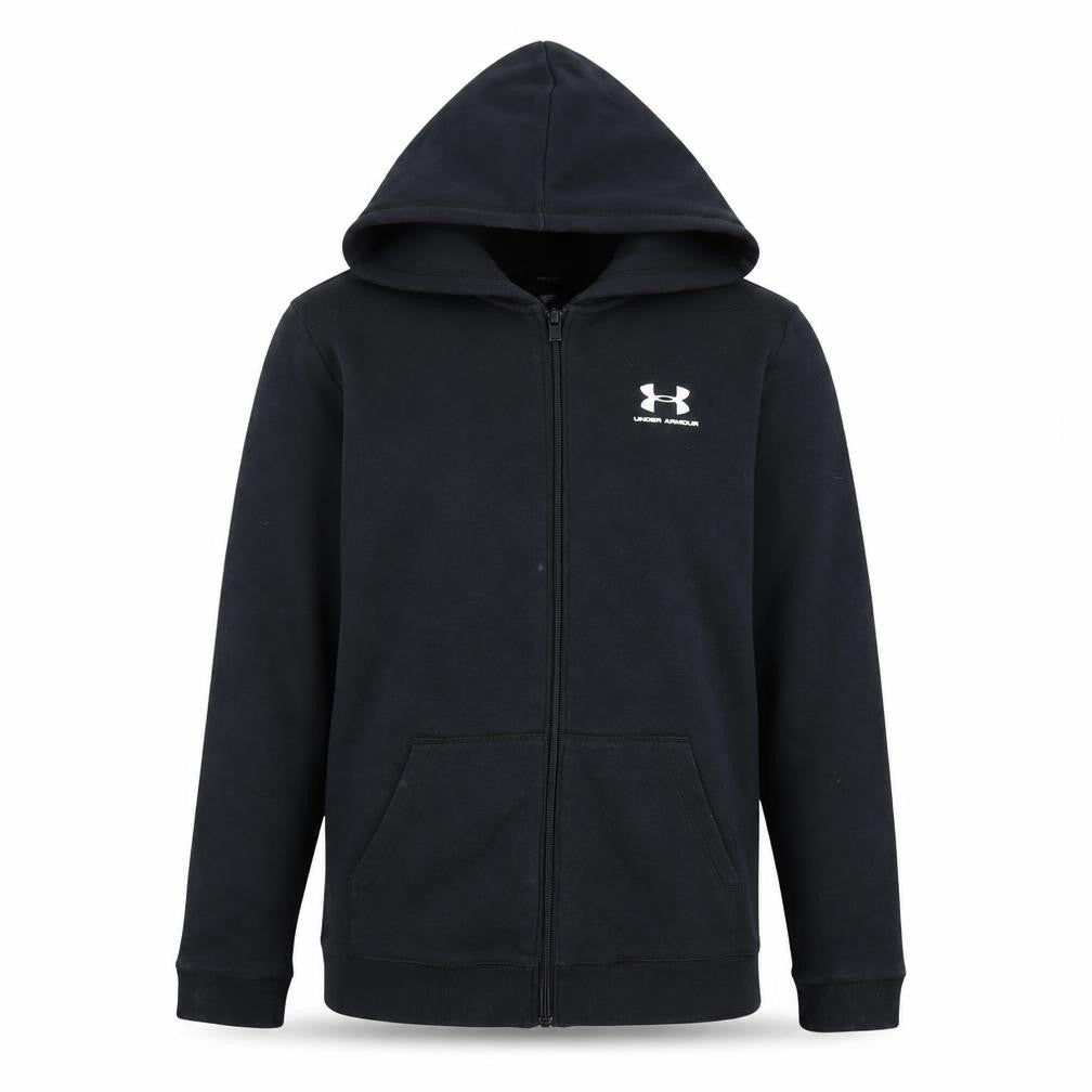Under Armour Boys Black XL Full Zip Hooded Fleece Active Jacket