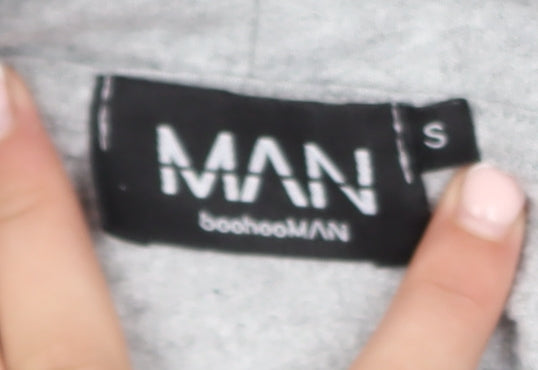 boohooMAN Men’s Grey Pullover Hoodie S Graphic Angel Print