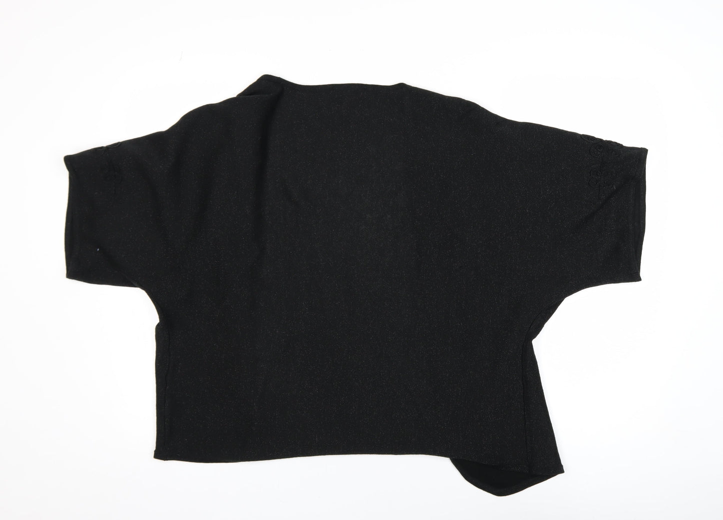 bm collection Women Black Embroidered Knit Shrug L Lightweight