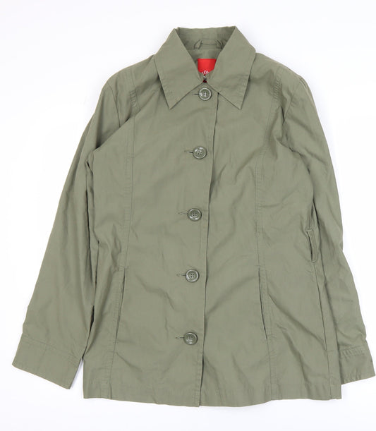 s.Oliver Women’s Green Cotton Blend Mid-Length Casual Jacket Size 8