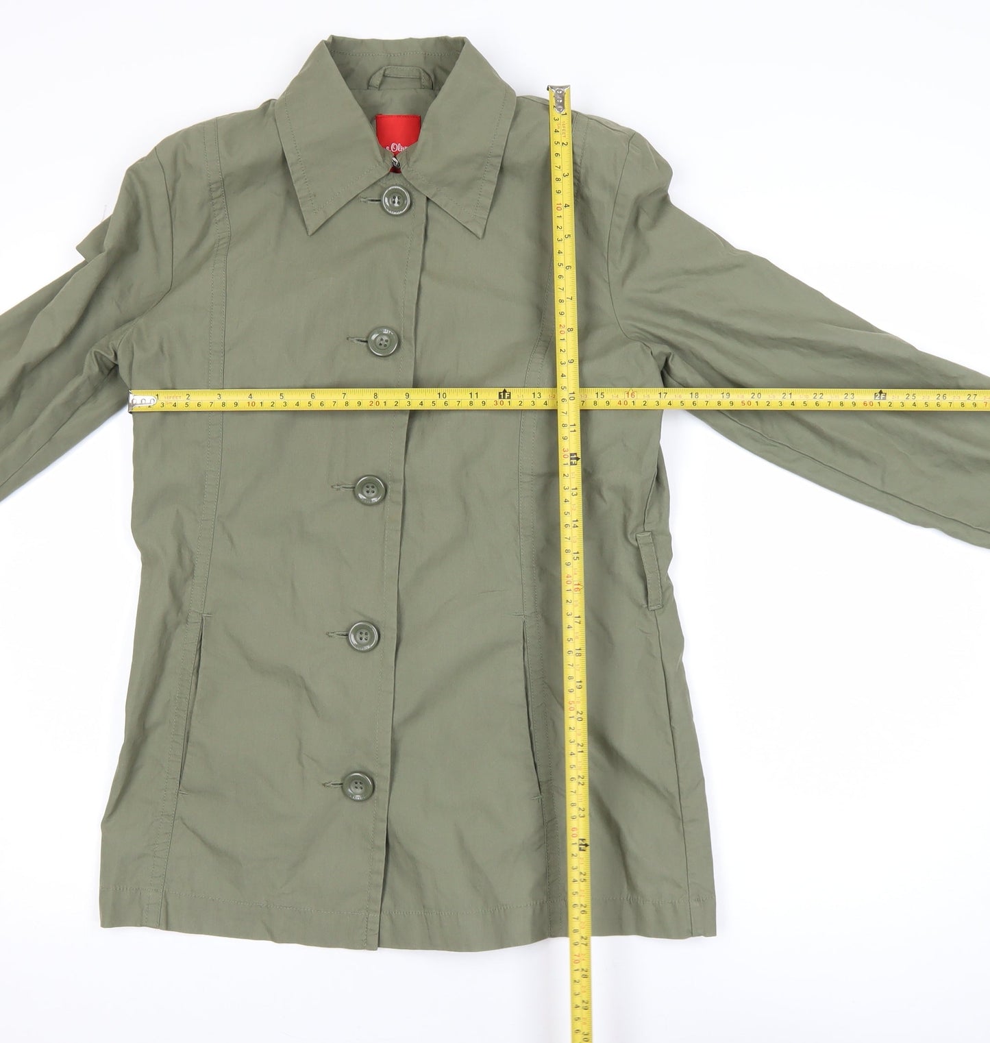 s.Oliver Women’s Green Cotton Blend Mid-Length Casual Jacket Size 8