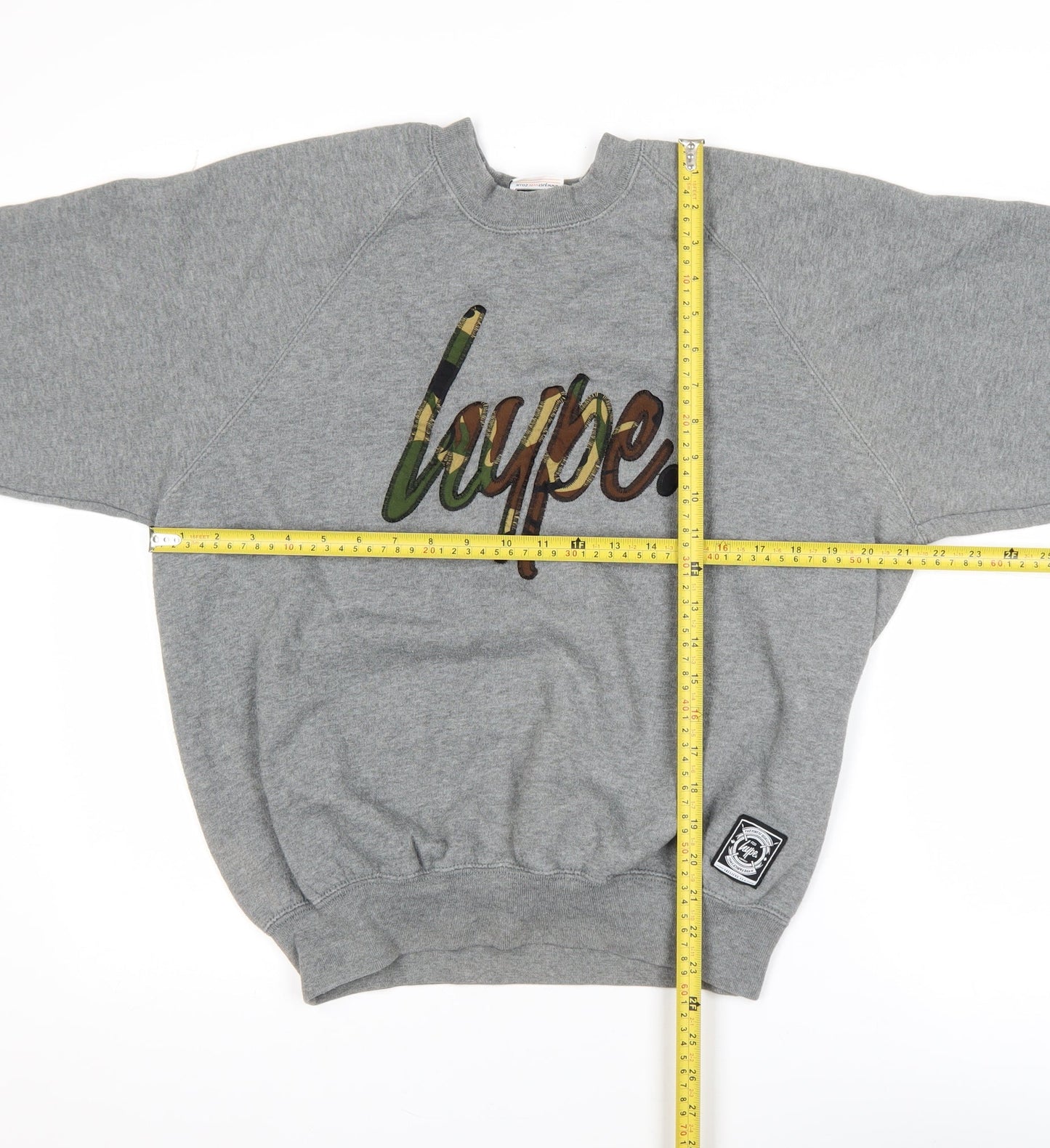 Hype Boys Grey Large Crew Neck Pullover Sweatshirt with Logo Print