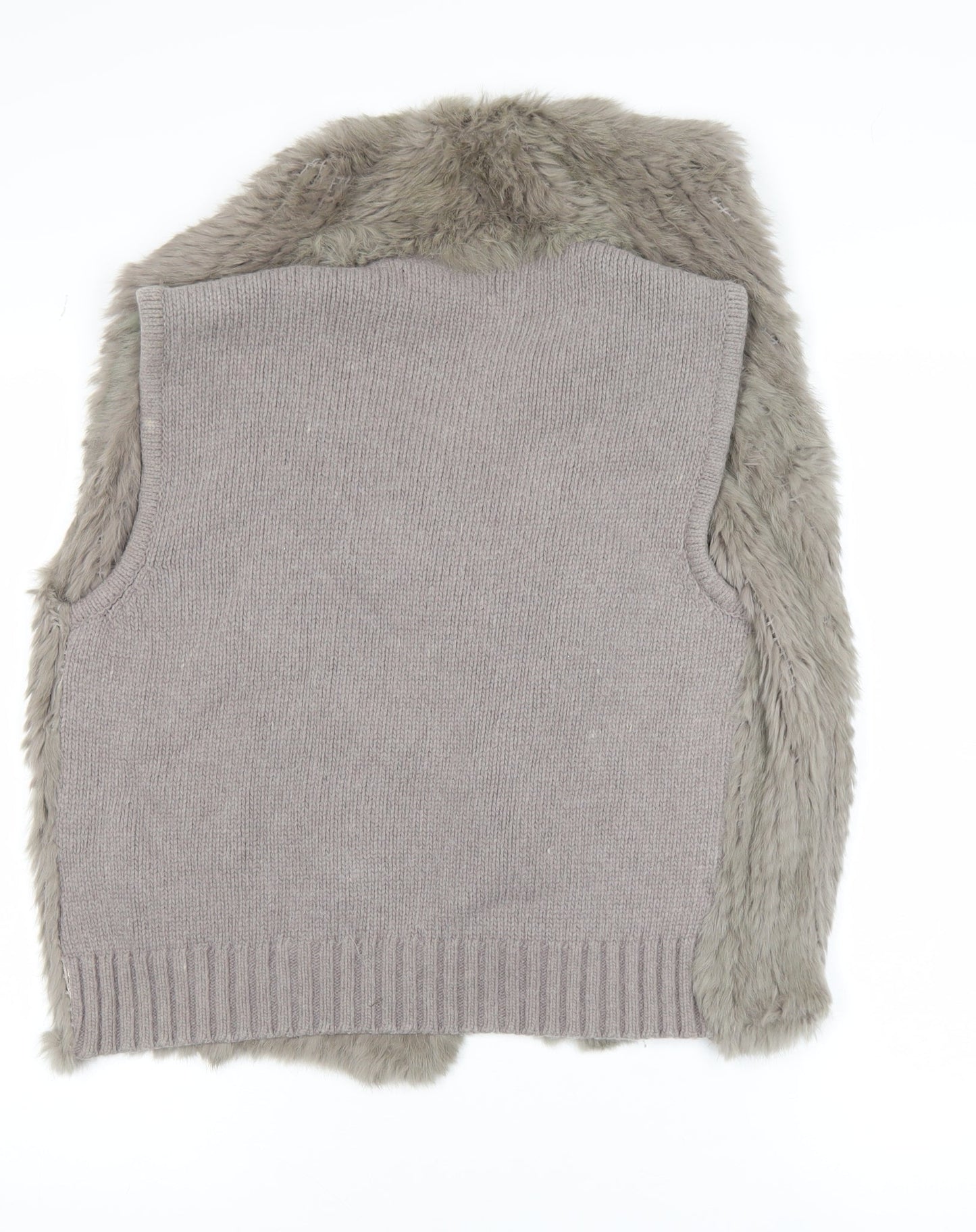 Bédelia Women's Grey Rabbit Fur Wool Blend Sleeveless Waistcoat Size 12