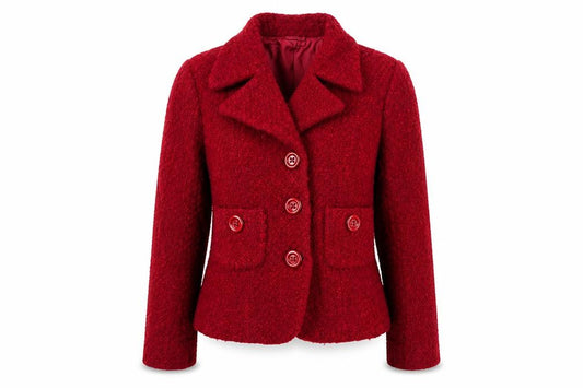 Hobbs Womens Red Wool Blend Classic Short Blazer Size 14