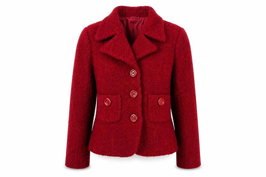 Hobbs Womens Red Wool Blend Classic Short Blazer Size 14