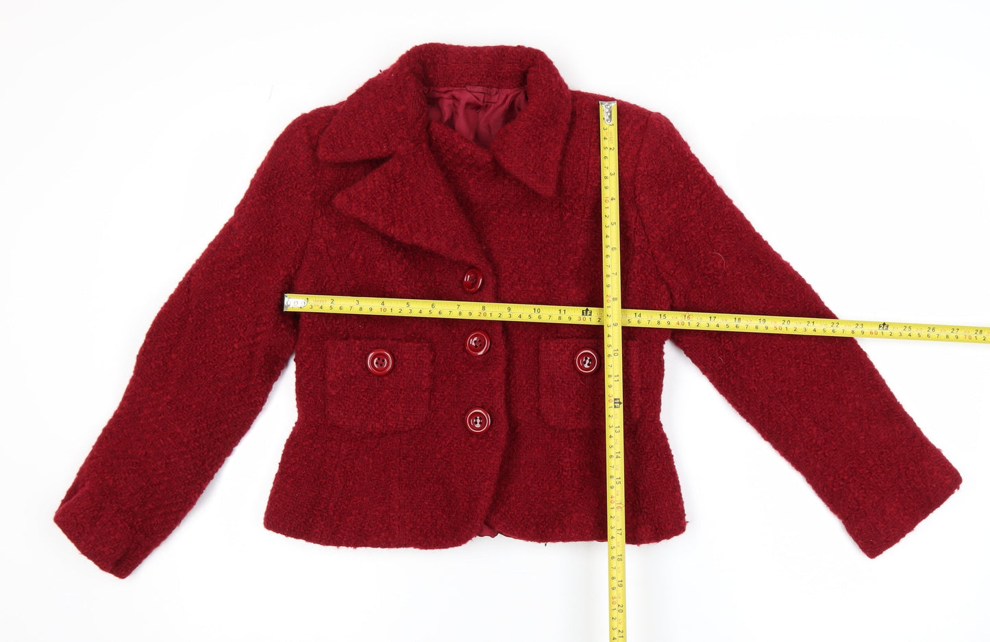 Hobbs Womens Red Wool Blend Classic Short Blazer Size 14