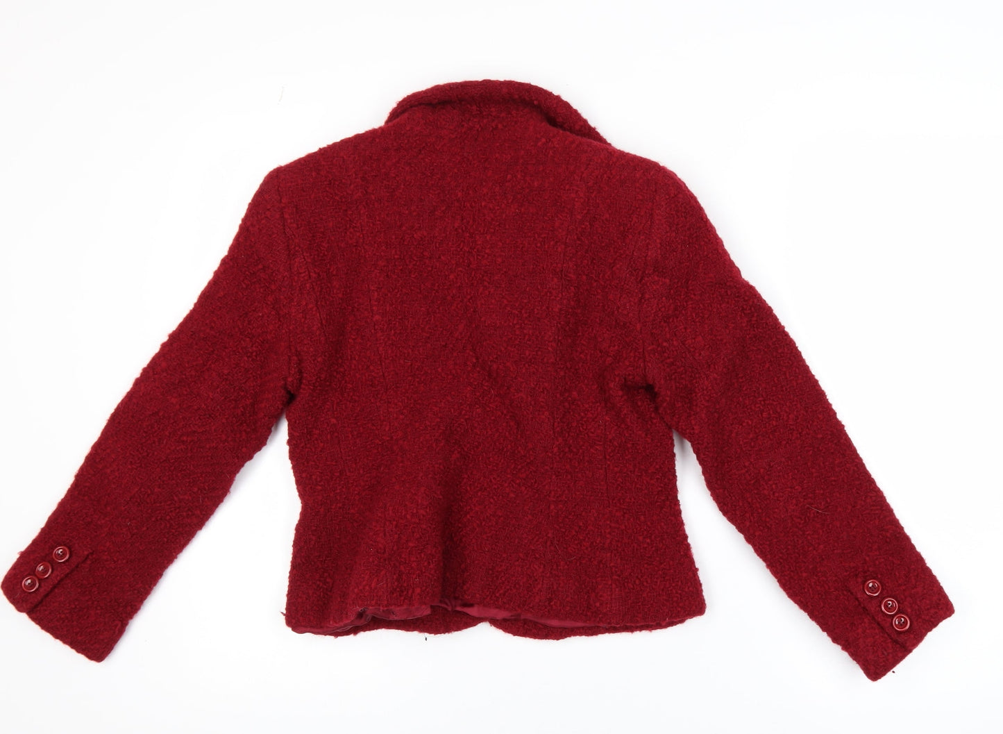 Hobbs Womens Red Wool Blend Classic Short Blazer Size 14