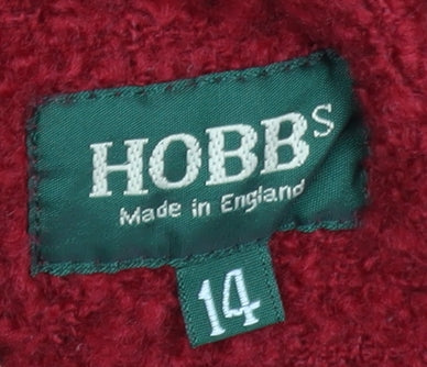 Hobbs Womens Red Wool Blend Classic Short Blazer Size 14