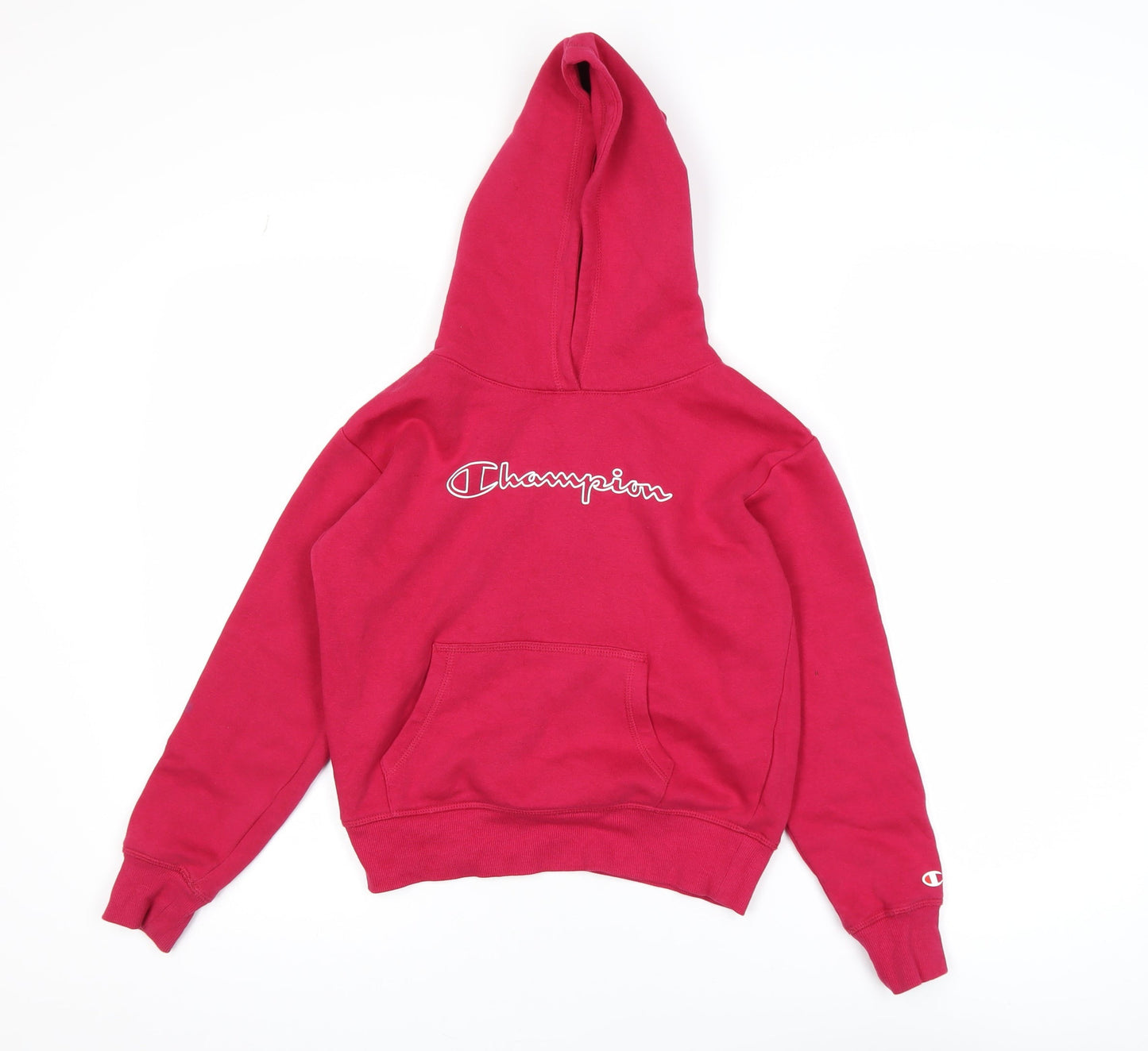 Champion Girls Pink Pullover Hoodie Medium 9-10 Years Logo Fleece