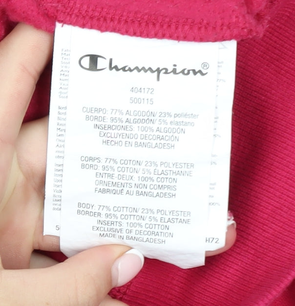 Champion Girls Pink Pullover Hoodie Medium 9-10 Years Logo Fleece