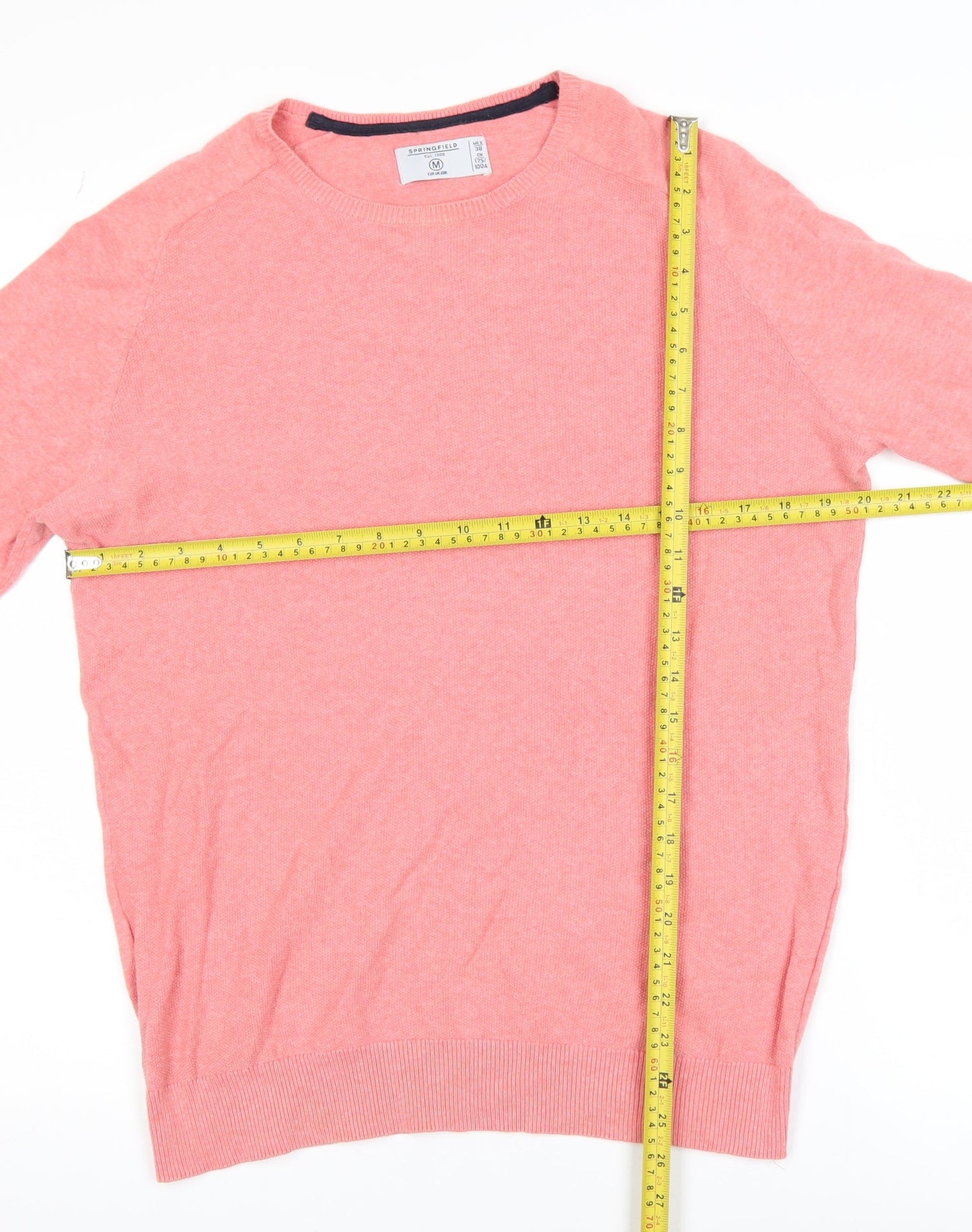 Springfield Womens Pink Crew Neck Cotton Pullover Jumper Size 12