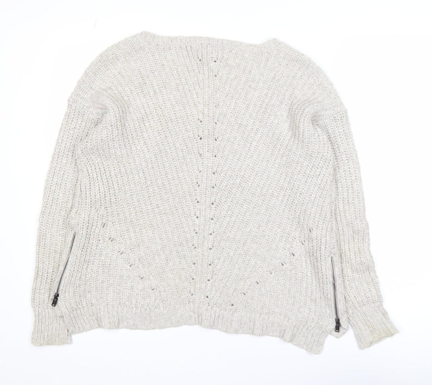 American Eagle Outfitters Women's Beige M Chunky Knit V-Neck Jumper