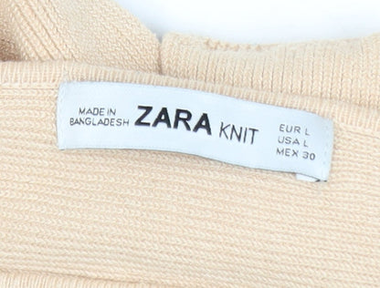 Zara Women Beige Knit Cropped Pullover Jumper Size 14