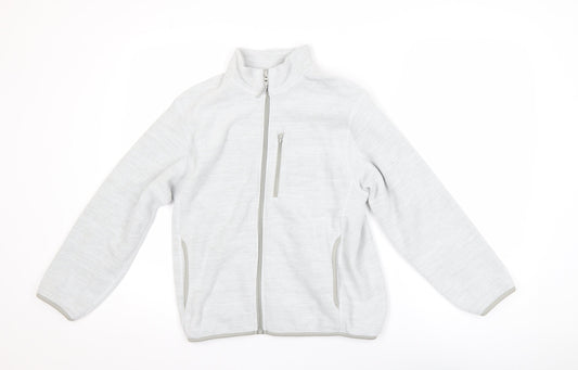 Uniqlo Girls Grey Fleece Basic Activewear Jacket 11-12 Years Zip Lightweight
