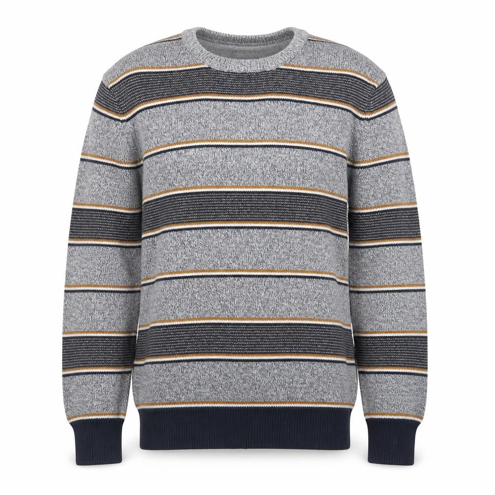 Maine New England Men’s Grey Striped Cotton Pullover Jumper M