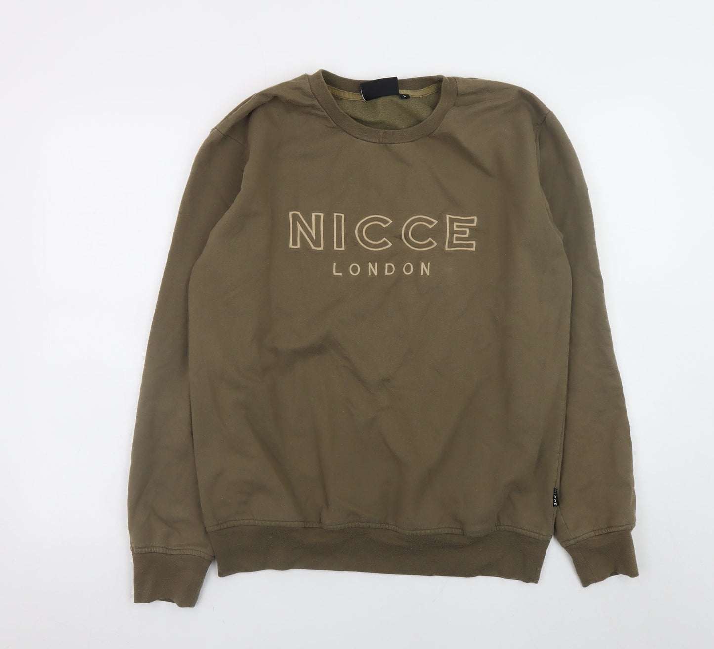 Nicce London Men’s Brown Crew Neck Logo Sweatshirt Size L