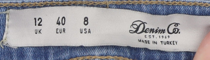 Denim Co. Women Blue Size 12 Skinny Distressed Jeans