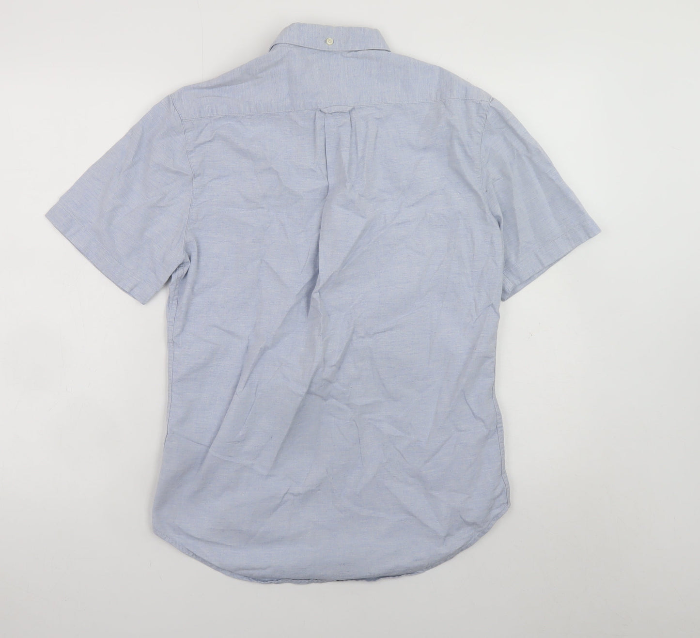 Farah Men's Blue Slim Fit Short Sleeve Button-Up Shirt Size S