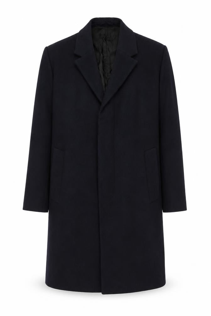 Zara Men’s Black Wool Blend Long Overcoat L Classic Formal