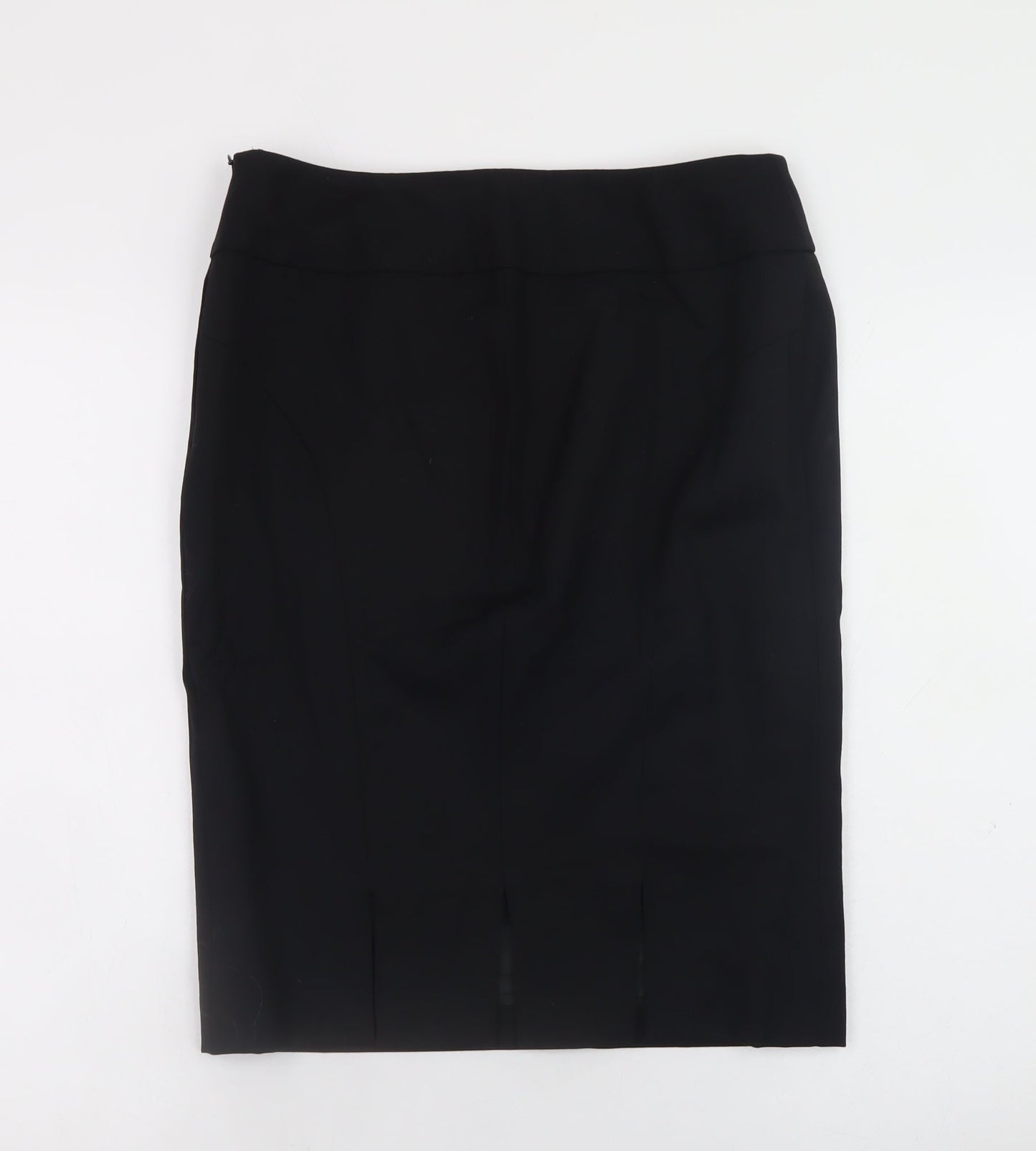 Jaeger Women Black Wool Pencil Skirt Size 12 Knee Length Lined