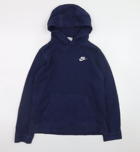 Nike Teens Blue Pullover Hoodie L Fleece Logo Sports Style