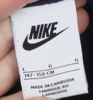 Nike Teens Blue Pullover Hoodie L Fleece Logo Sports Style