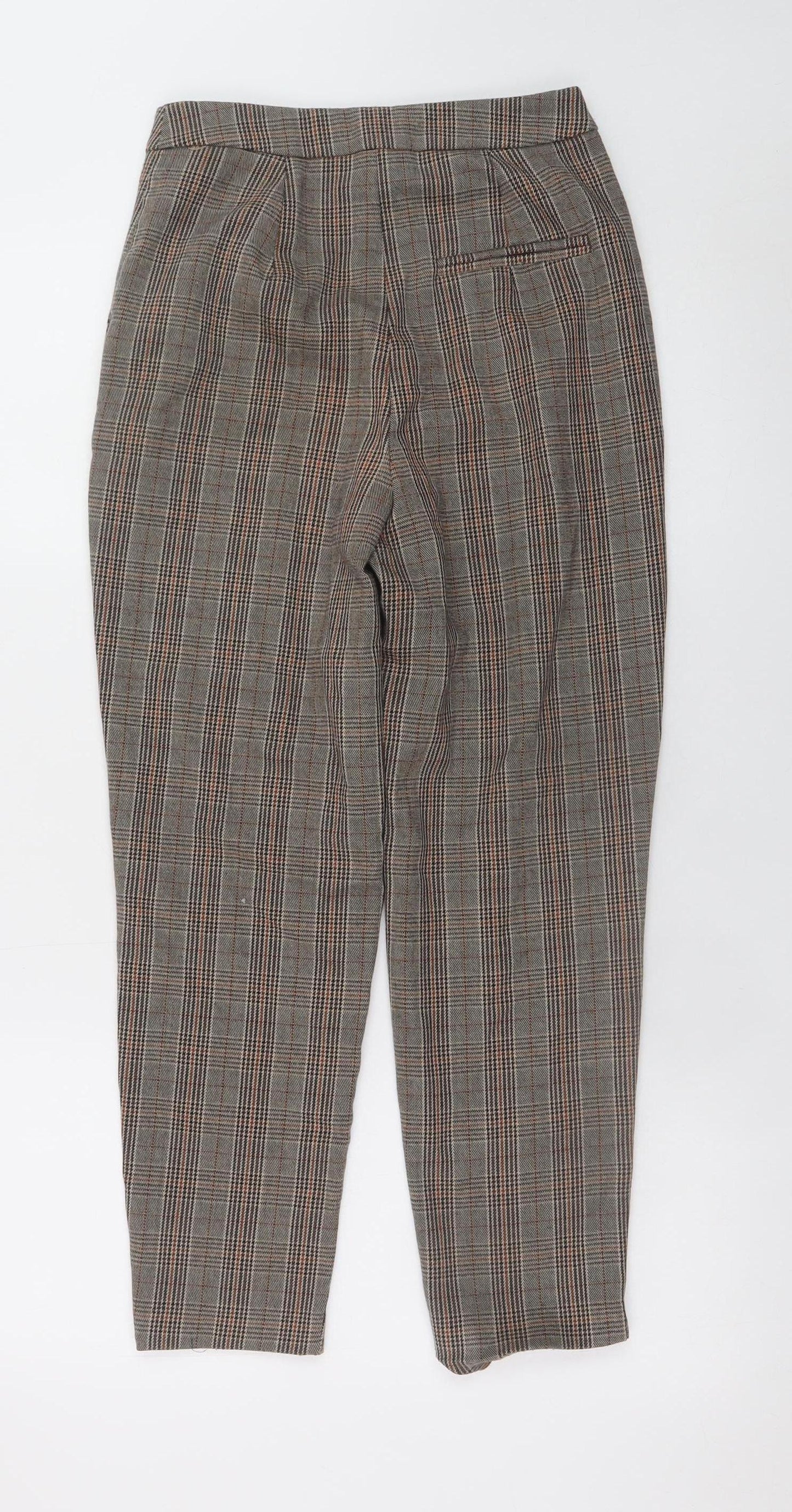 New Look Women’s Brown Checked Tapered Slim Trousers Size 6