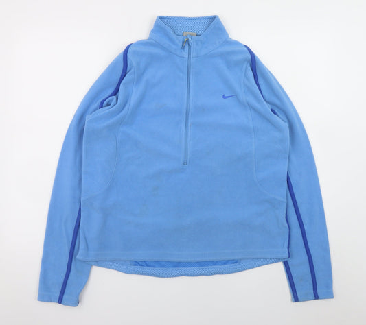 Nike Women Blue Therma-Fit 1/2 Zip Fleece Sweatshirt Size L (12-14)
