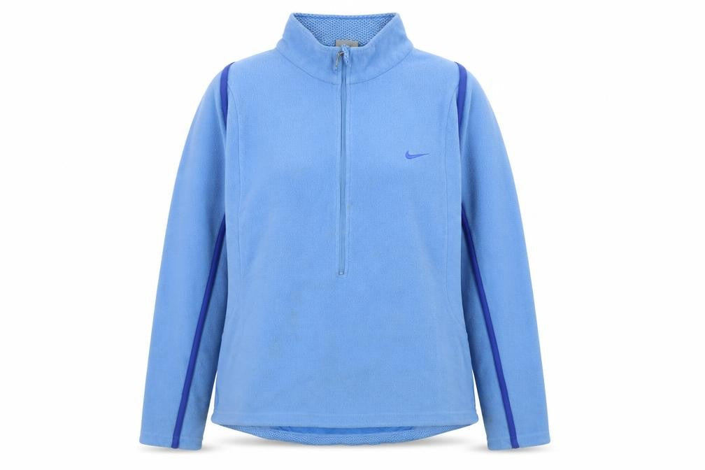 Nike Women Blue Therma-Fit 1/2 Zip Fleece Sweatshirt Size L (12-14)