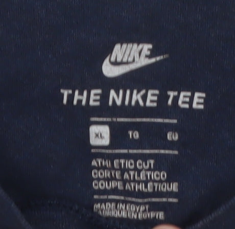 Nike Men's Blue XL Athletic Fit Cotton Crew Neck T-Shirt