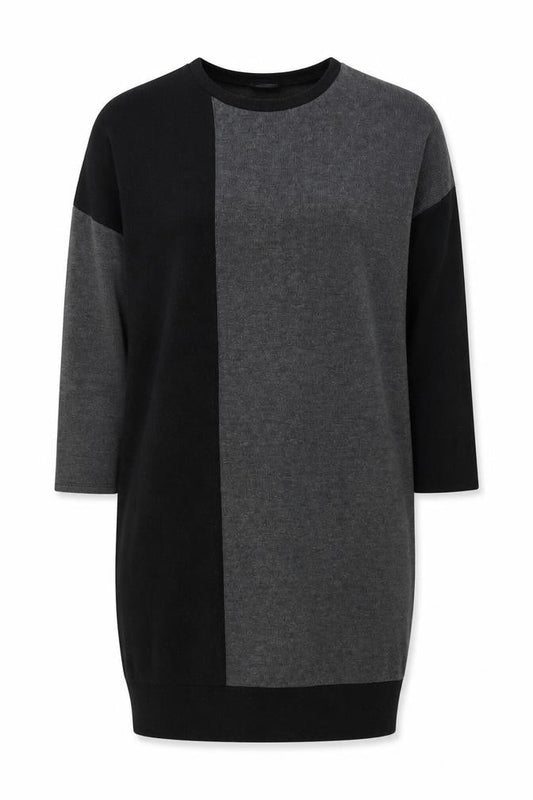Roman Women’s Black Grey Colourblock Knit Shift Dress Size 14