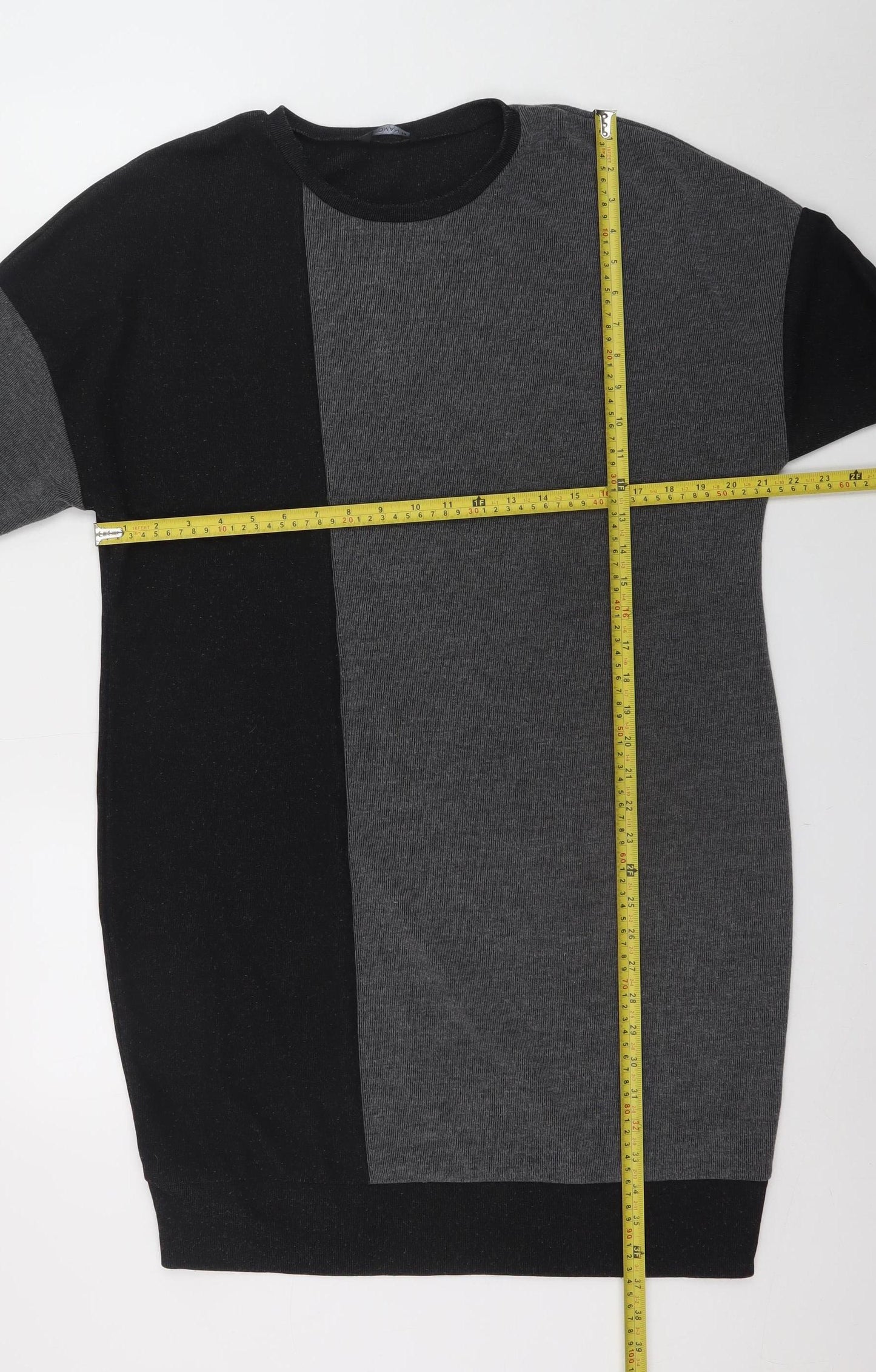 Roman Women’s Black Grey Colourblock Knit Shift Dress Size 14