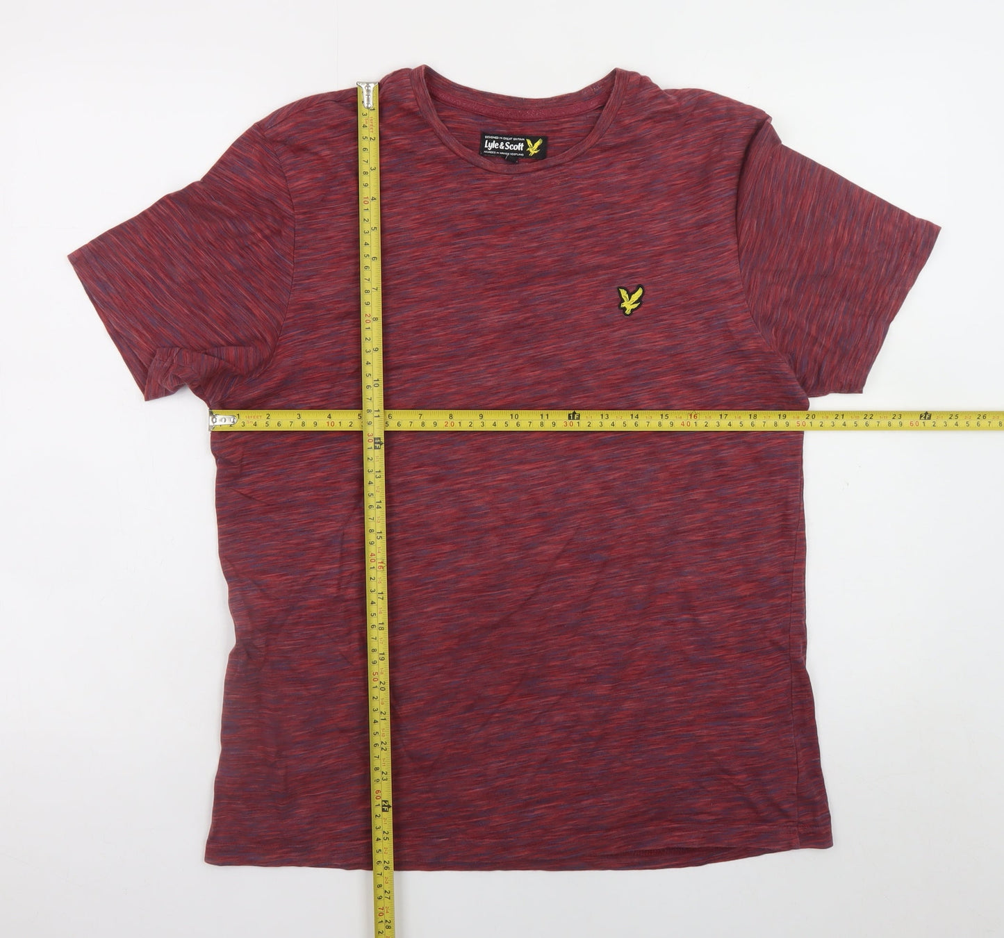 Lyle & Scott Men's Red Marl Crew Neck Cotton T-Shirt Size M