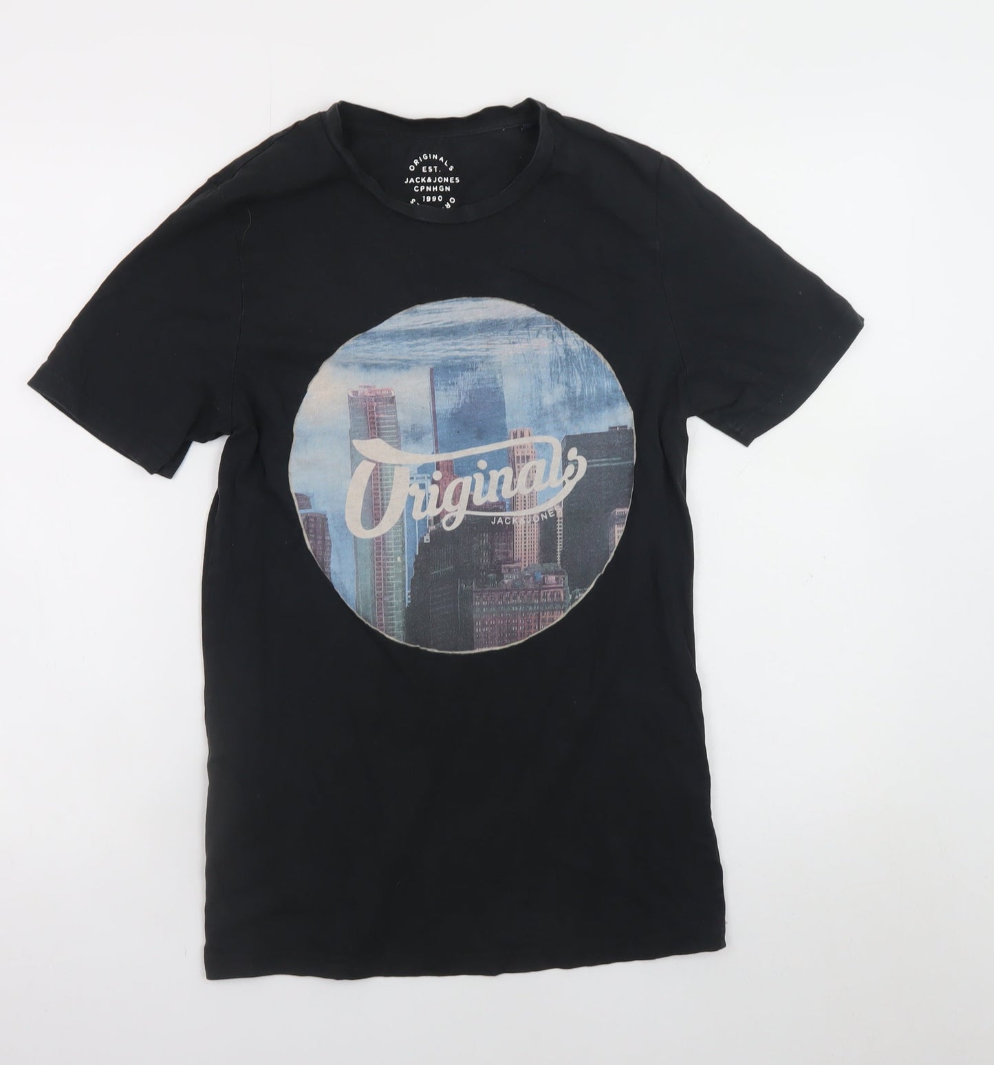 Jack & Jones Men's Black City Graphic Print T-Shirt Size S