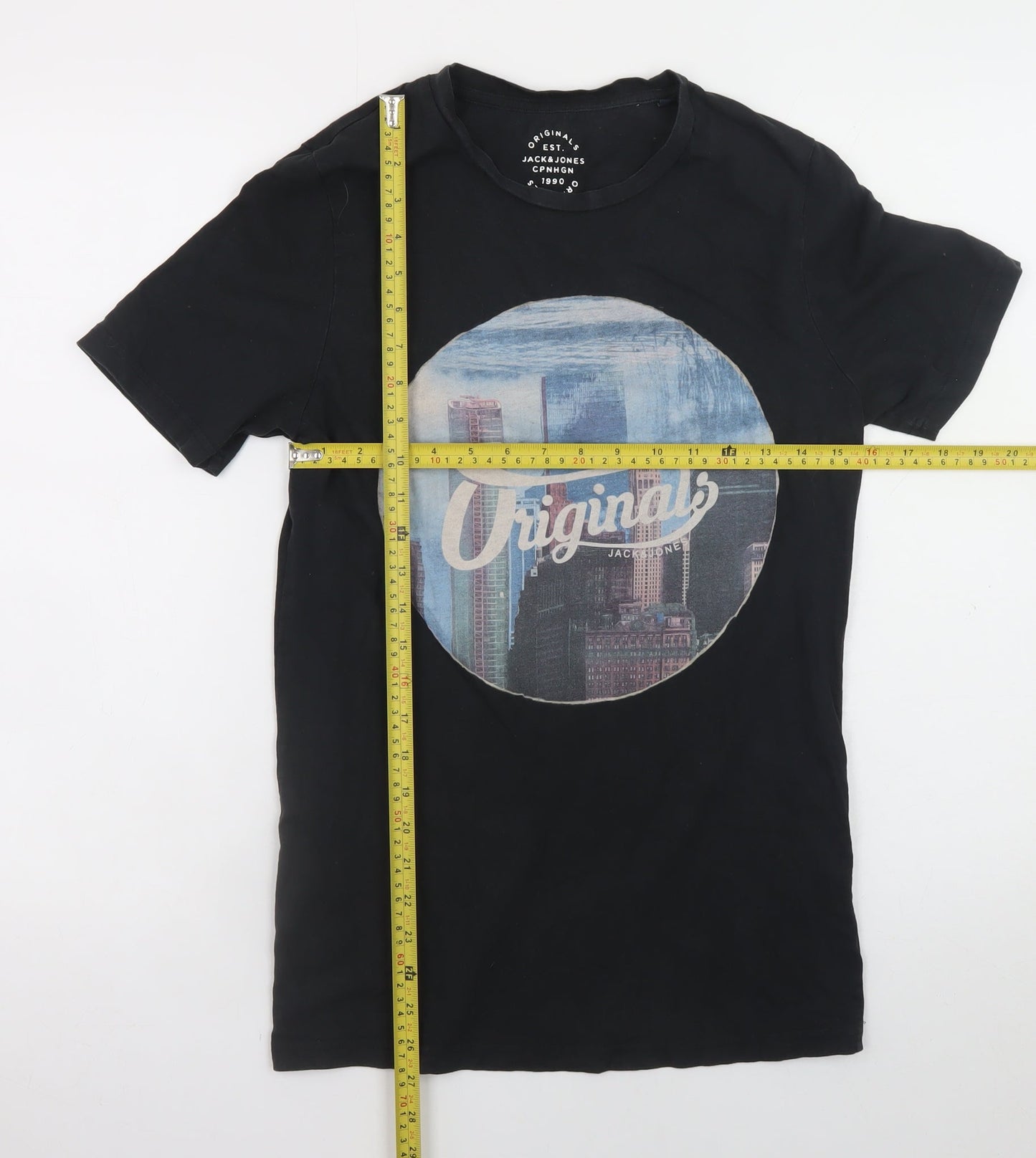 Jack & Jones Men's Black City Graphic Print T-Shirt Size S