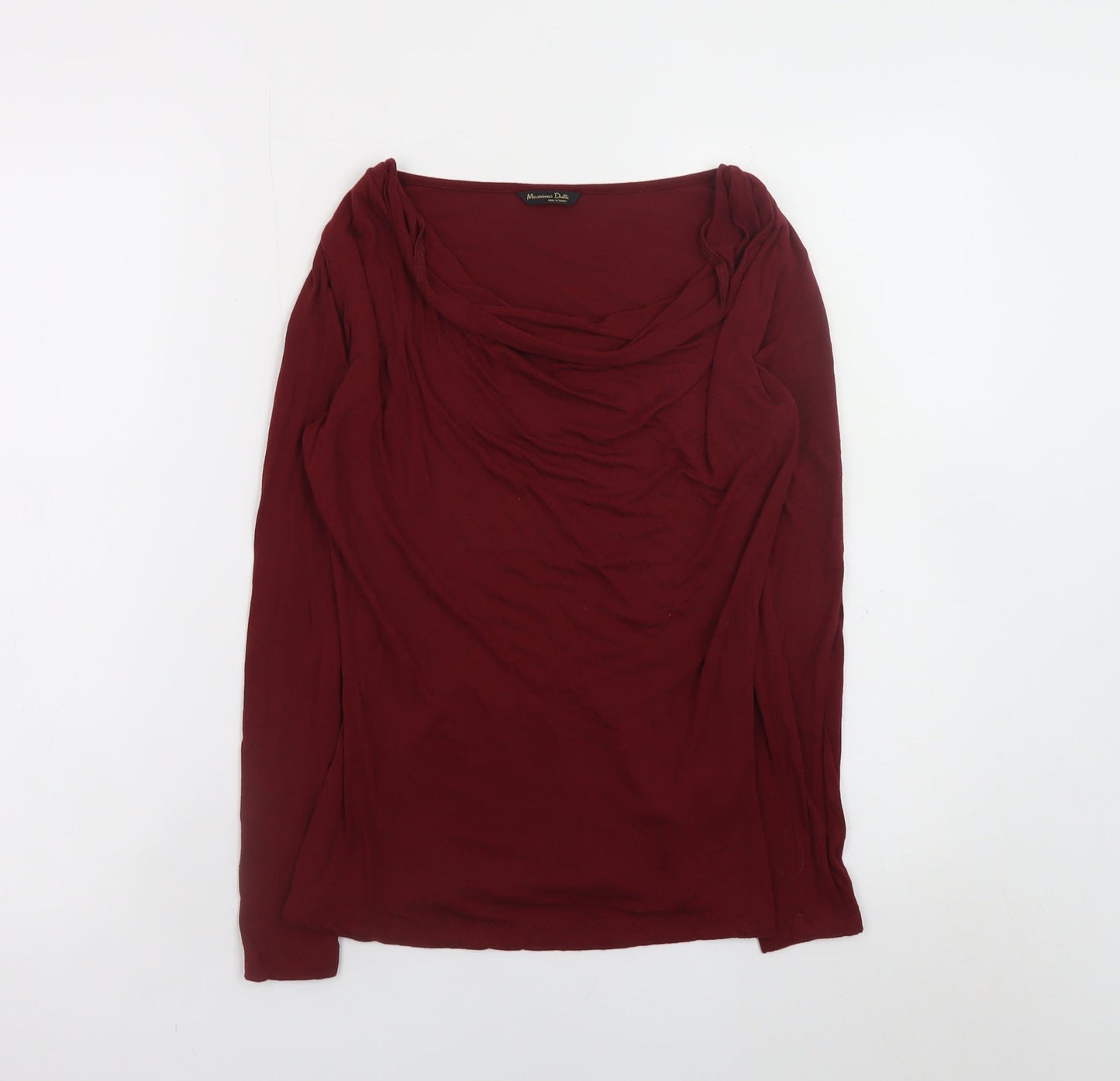 Massimo Dutti Women's Red Cowl Neck Long Sleeve Blouse XS