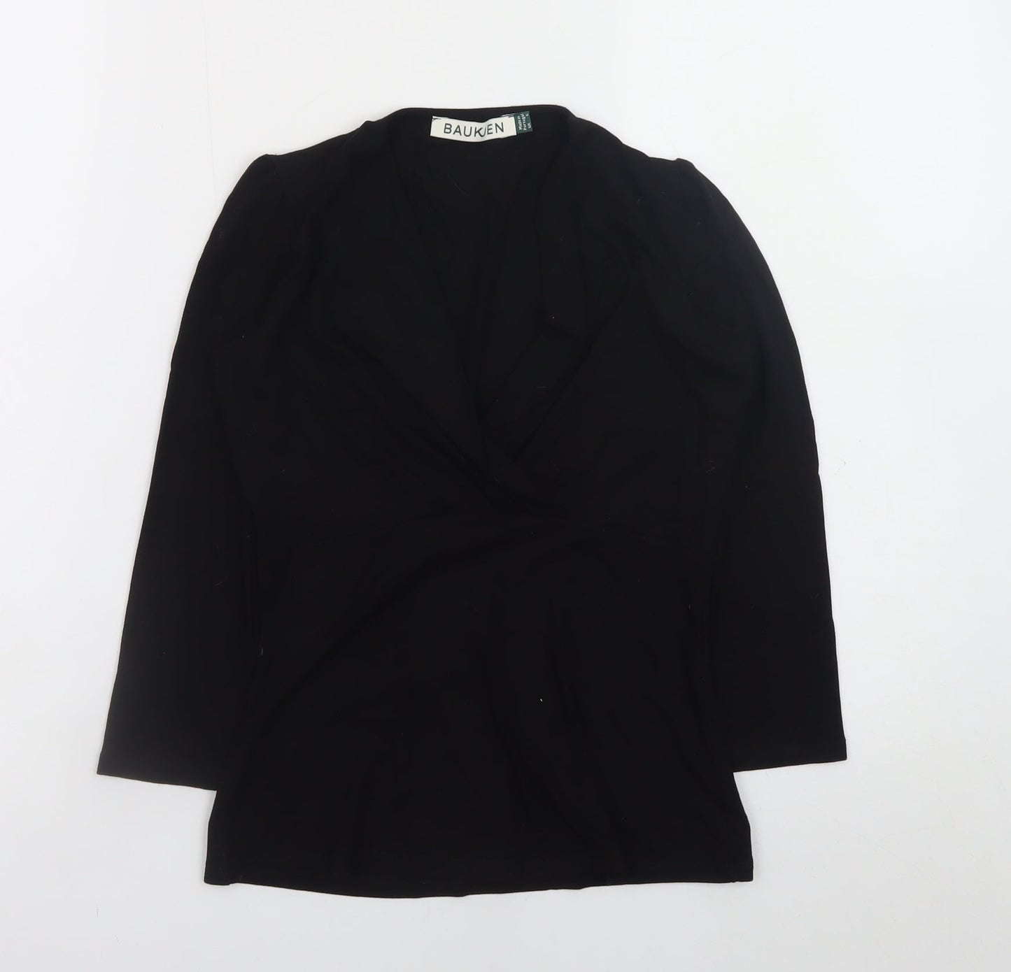 Baukjen Womens Black Wrap V-Neck Long Sleeve Blouse UK 6