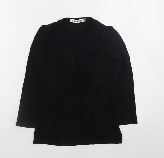 Baukjen Womens Black Wrap V-Neck Long Sleeve Blouse UK 6