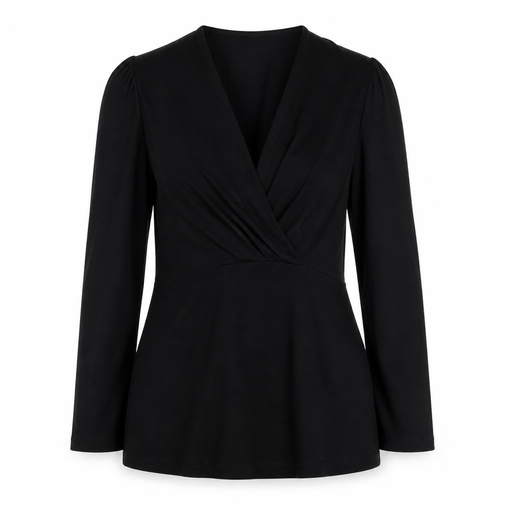 Baukjen Womens Black Wrap V-Neck Long Sleeve Blouse UK 6