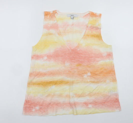 Next Womens Multicoloured V-Neck Sleeveless Knit Tank Top Size S