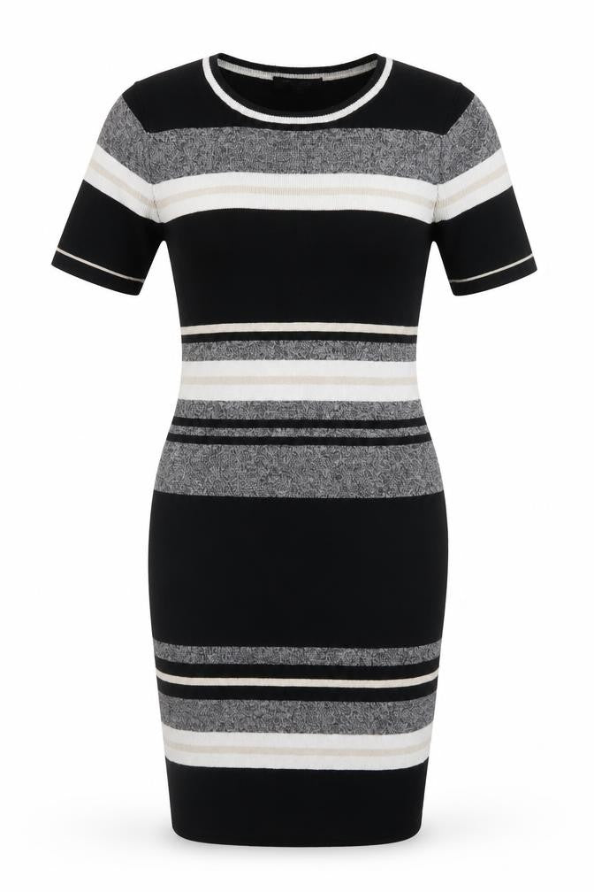 New Look Women's Black Striped Bodycon Knit Dress Size 6
