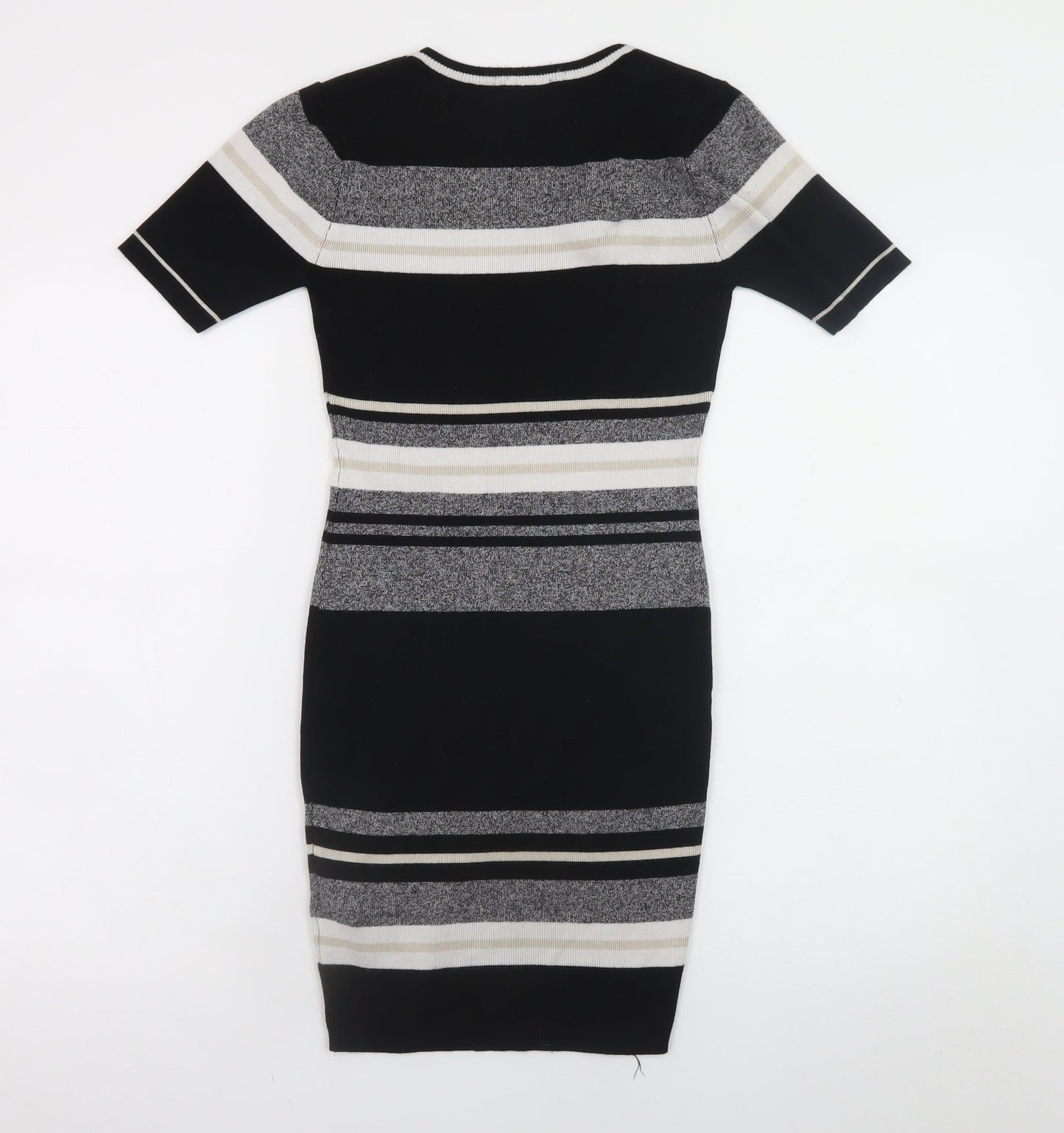 New Look Women's Black Striped Bodycon Knit Dress Size 6