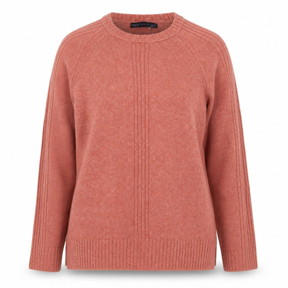 Marks & Spencer Women Pink Crew Neck Knit Pullover Jumper M