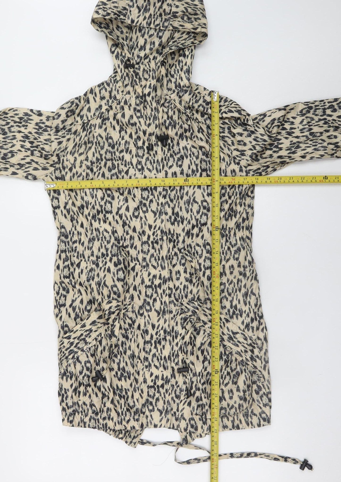 New Look Womens Beige Animal Print Hooded Anorak Jacket UK 6