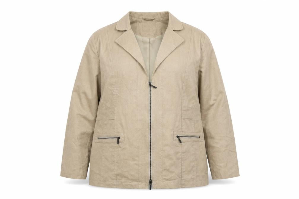 Création L Women's Beige Zip Jacket Size 20 Cotton Blend