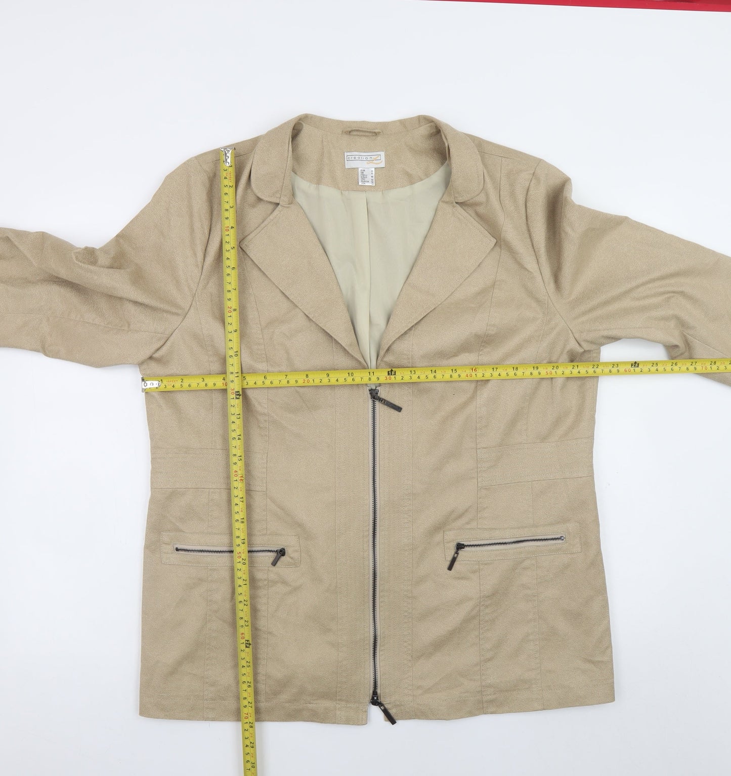 Création L Women's Beige Zip Jacket Size 20 Cotton Blend