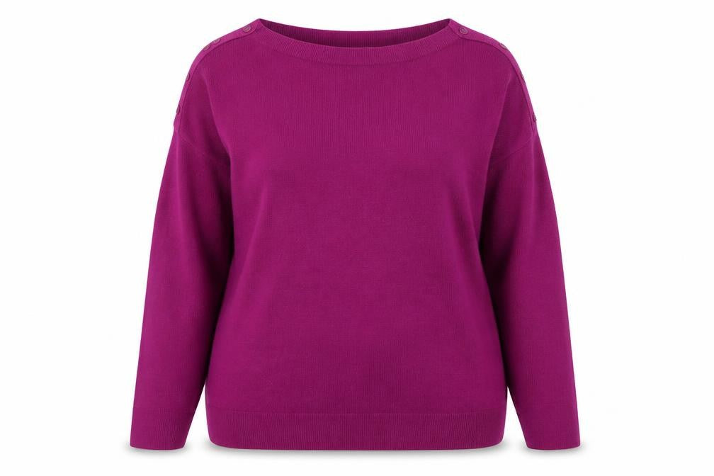 Tu Womens Purple Crew Neck Button Shoulder Jumper Size 16